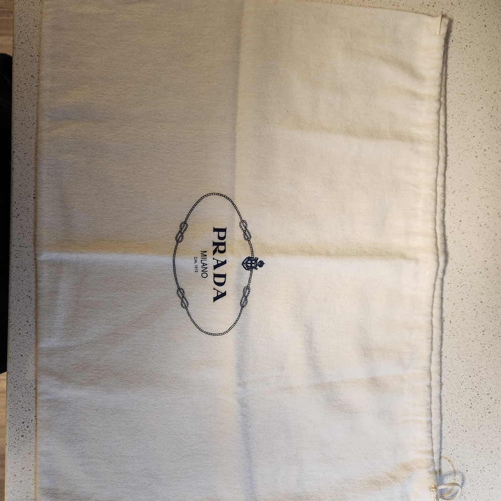 Prada Cream Dust Bag with Black Logo